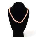 Lot 97 Lovely Triple Strand Rope Twist Coral Necklace