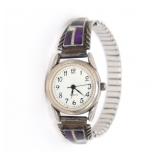 Lot 140 Native American Sterling Silver Watch, Initialed RD
