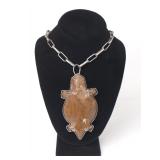 Lot 144 Massive Native American Beaver Stone Necklace