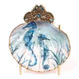 Lot 155 Lovely Painted and Gold Framed Sea Shell wStand