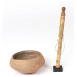 Lot 160 Pre-Columbian Bowl and PNG Bamboo Finial