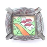 Lot 177 Mexican Painted Tile Copper Ashtray