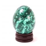 Lot 202 Gorgeous All Natural Malachite Egg on Stand