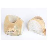 Lot 225 Two White Crystal Agate Candle Holders