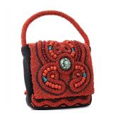 Lot 235 Lovely Handmade Coral & Turquoise Beaded Purse