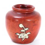 Lot 320 Chinese Wood Carved Vase wInlays