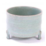 Lot 337 Chinese Celedon Glazed Tripod Vessel wBox