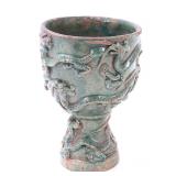 Lot 360 Chinese Green Glazed Goblet, Dragons