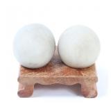 Lot 367 Chinese White Palm Stones wStand