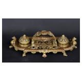 Lot 499 Continental Brass Ink Stand