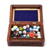 Lot 500 WWII Era Marbles wVintage Box