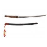 Lot 30 Signed Japanese Kanta Sword w Scabbard, Showa Period