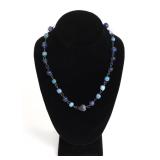 Lot 146 Viking Blue Bead Rosary Necklace w Oxidized Sterling Silver