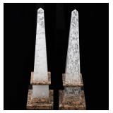 Lot 218 Gorgeous Pair of Rock Crystal Obelisks wItalian Marble Bases