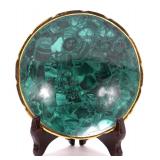 Lot 252 Hand-Carved Malachite Bowl with Deep Green Swirls