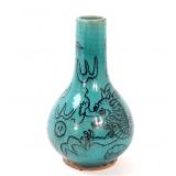 Lot 278 Beautiful Persian Turquoise Crackle Glazed Bottle Vase