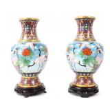 Lot 298 Gorgeous Pair of Chinese Crane Cloisonne Vases