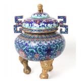 Lot 322 Large Chinese Cloisonne Enamel Censer wLid