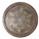Lot 2 Large Mamluk Revival Brass Tray wCopper Inlay