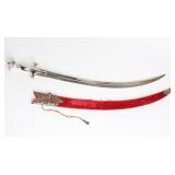 Lot 11 Islamic Shamshir Sabre Sword w Scabbard, Mughal Style
