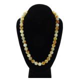 Lot 77 Lovely Mottled Green Jadeite Style Beaded Necklace