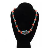 Lot 90 Beautiful Natural Coral & Turquoise Chunky Necklace