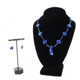 Lot 91 Lovely Lapis Lazuli Bear Necklace & Earrings Set