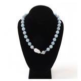 Lot 97 Beautiful Aquamarine Beads & Pearl Necklace