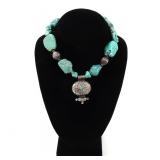 Lot 104 Beautiful Natural Turquoise Chunk Necklace