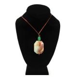 Lot 123 Chinese Marbled Jade & Green Bead Necklace