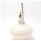 Lot 171 Wilfred Garcia 1954-2018, White Glazed Pueblo Scene and Ladder Vase