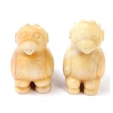 Lot 309 Pair of Chinese Archaic Hardstone Bird Carvings