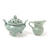 Lot 359 Pair of Chinese Celadon Porcelain Vessels