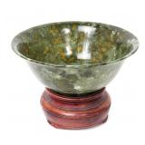 Lot 376 Lovely Chinese Spinach Jade Bowl with Stand