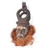 Lot 463 Ibo Helmet Mask w Animal Crest