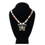 Lot 523 Stunning Rhodonite & Multi-Gem Butterfly Necklace