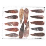 Lot 19 Fourteen Wonderful Native American Arrowheads & Spearheads