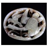 Lot 83 Fine Chinese Jade Swan & Bird Pendant