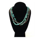 Lot 91 Gorgeous Three Strand Turquoise & Bead Necklace