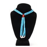 Lot 94 Lovely Turquoise & Coral Dual Strand Necklace