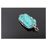 Lot 97 Lovely Turquoise Lizard Pendant in Sterling Silver