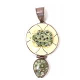 Lot 98 Gorgeous Sterling Silver, Bone & Turquoise Hand Made Pendant