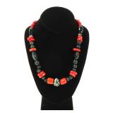 Lot 100 Beautiful Coral and Jade Style Beaded Necklace
