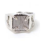 Lot 124 Beautiful Ancient Meteorite Slab Ring