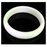 Lot 165 Beautiful White & Bright Green Jade Bangle