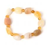 Lot 185 Beautiful Stone Beaded Bracelet with Amber Colored Beads