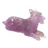 Lot 256 Amethyst Crystal Carved Recumbent Wolf