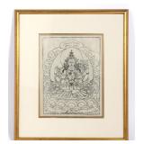 Lot 323 Thangka Print, Ink on Paper, 19th Century