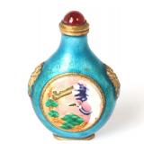 Lot 375 Vintage Painted Chinese Brass Enamel Snuff Bottle