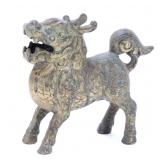 Lot 383 Chinese Gold Painted Archaistic Bronze Foo Lion